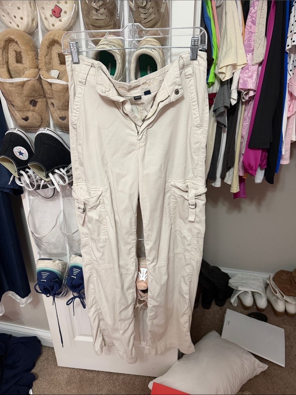 Women’s Cream Cargo Pants - Lightweight Casual Trousers